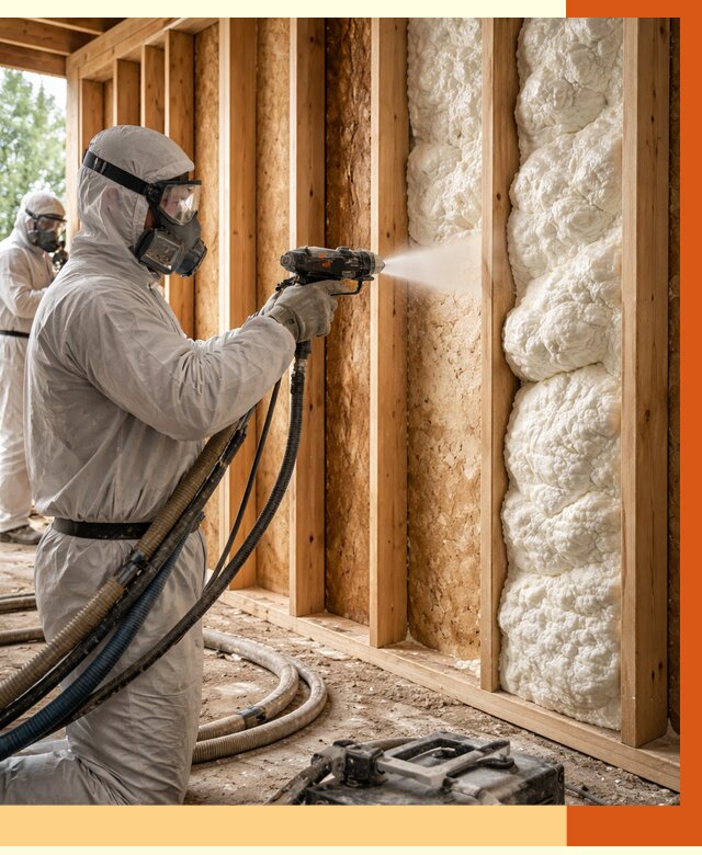 Утепление каркасного дома ППУ в Новотроицке от 2931 руб./м2 — работа под ключ | ТепломастерНвт