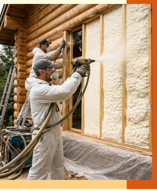 Утепление деревянного дома ППУ в Новотроицке от 4397 руб/м2 | ТепломастерНвт — под ключ