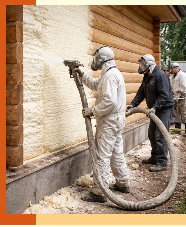 Утепление дома из бруса пенополиуретаном в Новотроицке