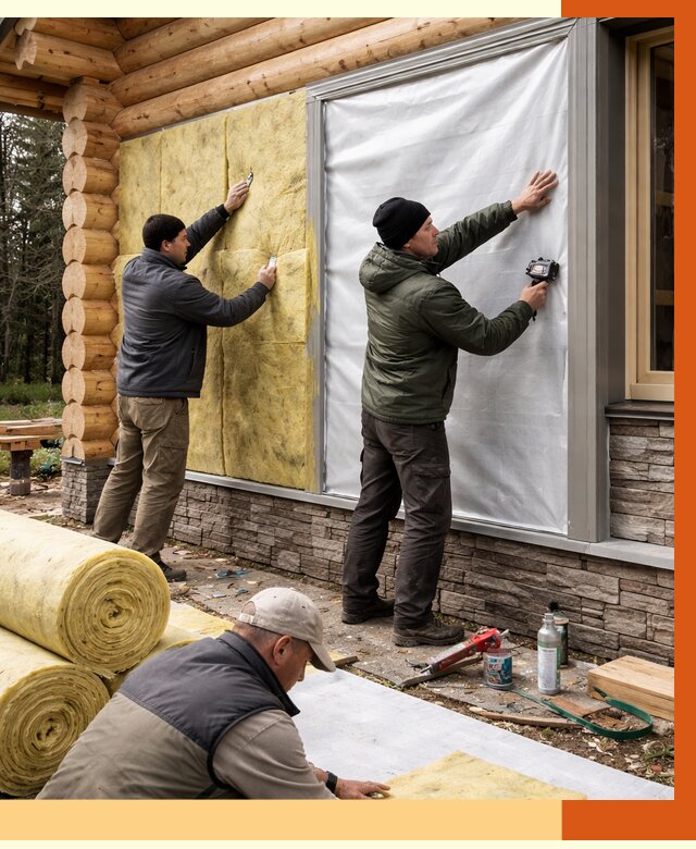 Утепление бревенчатого дома в Новотроицке от 8008 руб/м2 — заказать под ключ | ТепломастерНвт