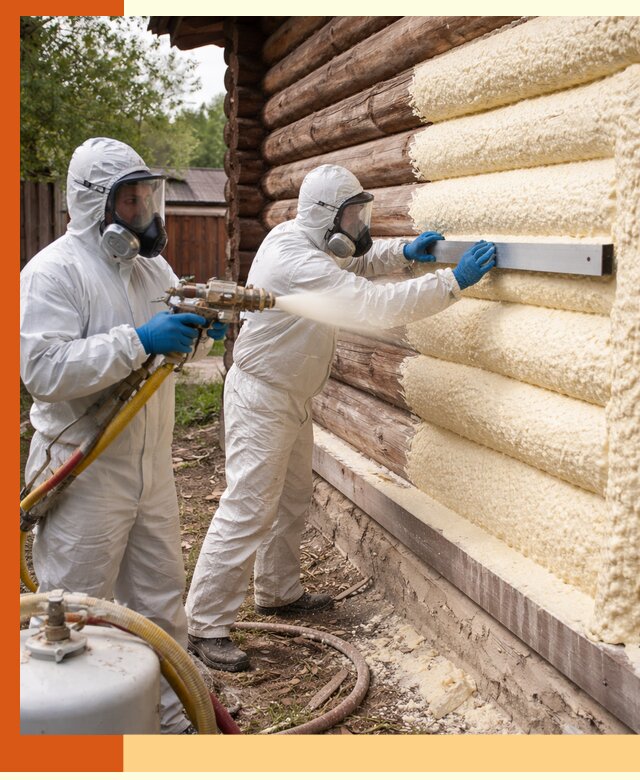 Утепление бревенчатого дома ППУ в Новотроицке эффективной изоляцией