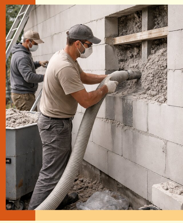 Утепление дома из газобетона эковатой в Новотроицке