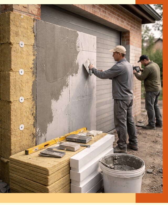 Утепление гаража снаружи в Новотроицке от 4397 руб. за м2 — наружное утепление под ключ | ТепломастерНвт