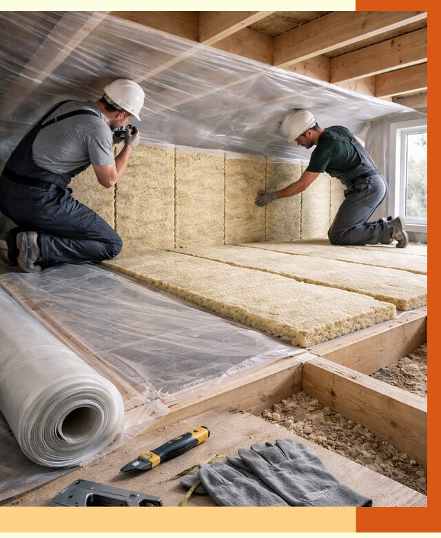 Утепление перекрытий в Новотроицке от 2983 руб/м2 — утепление межэтажных и чердачных | ТепломастерНвт