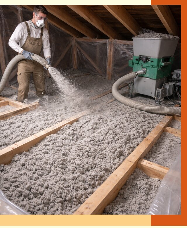 Утепление чердака эковатой в Новотроицке от 1518 руб/м2 — заказать у ТепломастерНвт