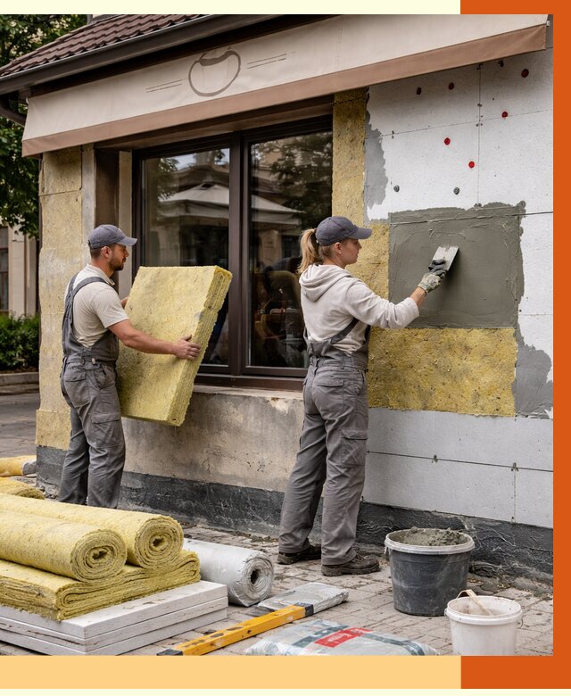 Утепление кафе в Новотроицке от 4397 руб/м2 — комплексно под ключ | ТепломастерНвт