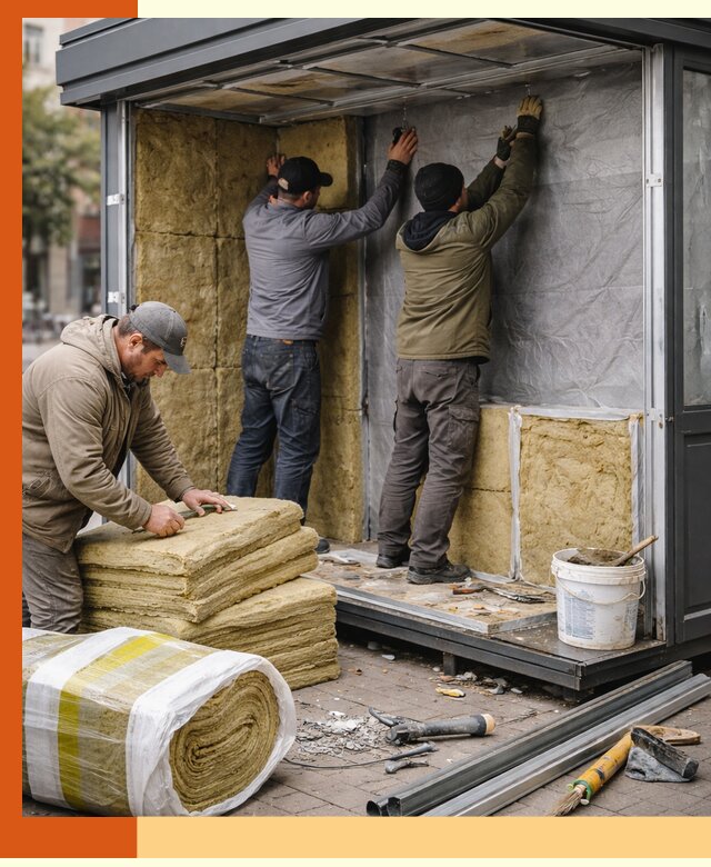 Утепление павильона шаурмы под ключ в Новотроицке