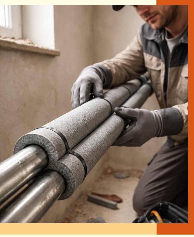 Утепление труб отопления в Новотроицке от 2983 руб. за м² — услуги под ключ | ТепломастерНвт