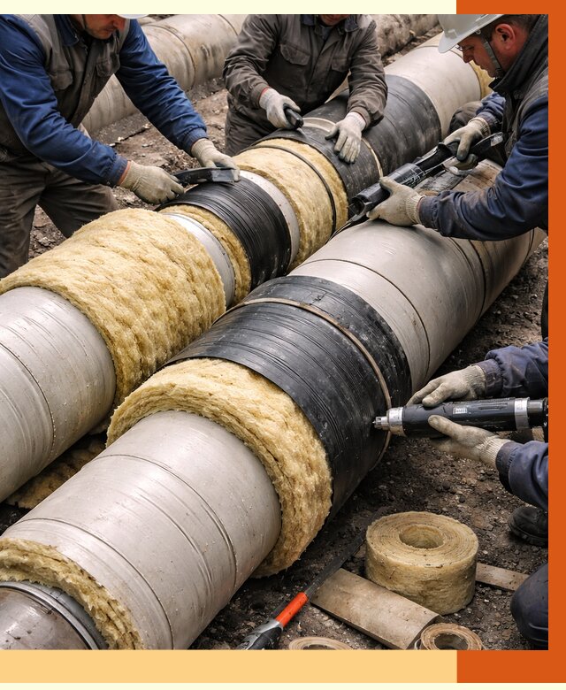 Утепление трубопровода в Новотроицке под ключ от 1937 руб. — надежно и выгодно | ТепломастерНвт