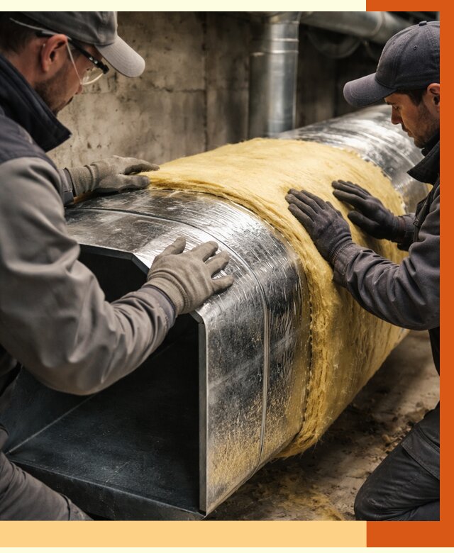 Утепление воздуховодов в Новотроицке от 4397 руб. — теплоизоляция вентиляции | ТепломастерНвт