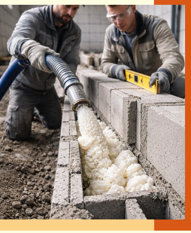 Заполнение колодцевой кладки ППУ в Новотроицке от 4397 руб. за м2 | ТепломастерНвт