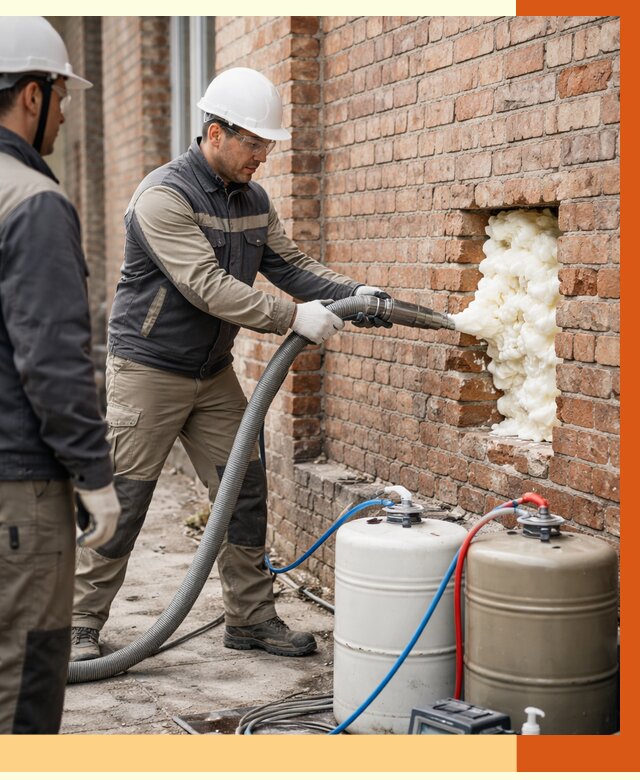 Заливка ППУ в пустоты кирпичной стены в Новотроицке от 2879 руб. | ТепломастерНвт