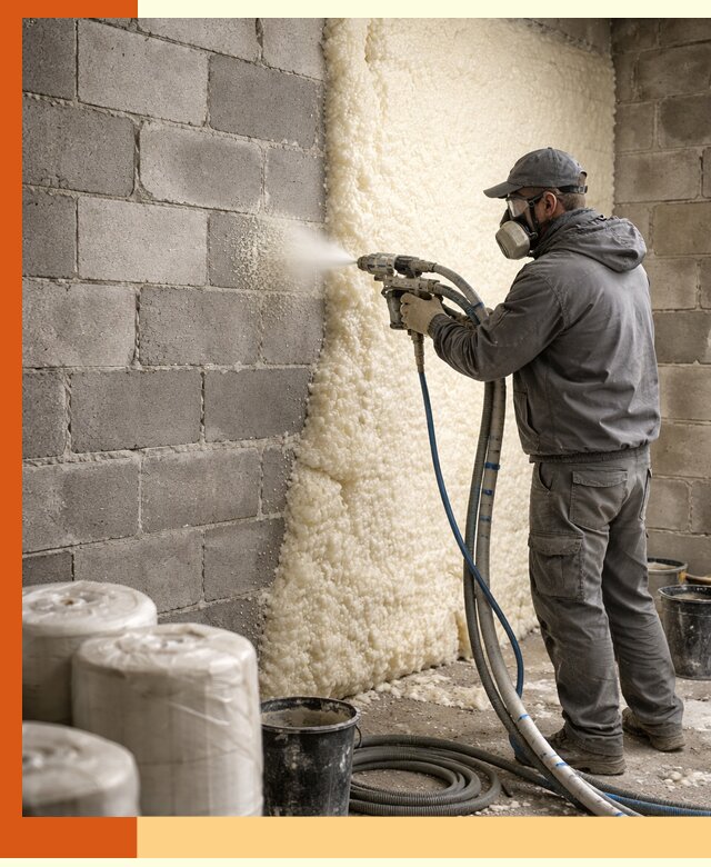 Утепление блочной стены ППУ в Новотроицке качественно и надёжно