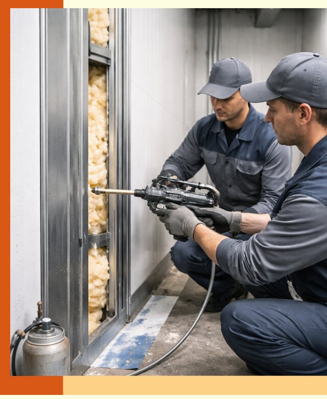 Заполнение пустот холодильных панелей в Новотроицке специализированной пеной