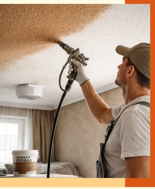 Утепление потолка жидкой пробкой в Новотроицке от 3664 руб. | ТепломастерНвт