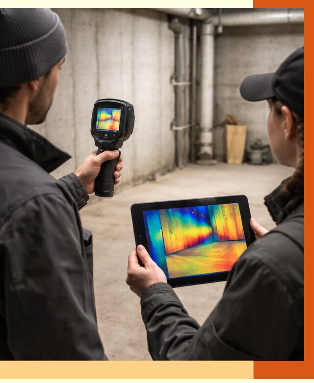 Тепловизионное обследование подвала в Новотроицке от 4711 руб. — проверка гидроизоляции | ТепломастерНвт