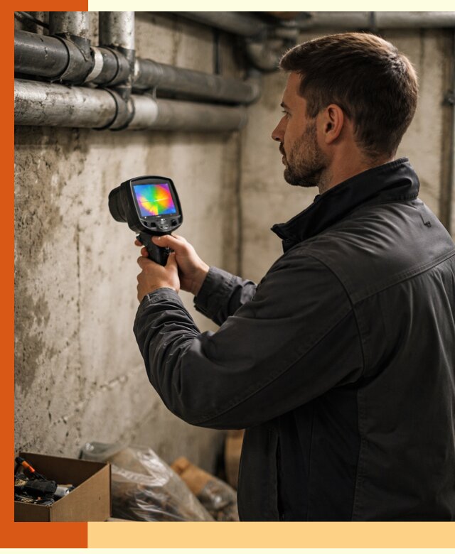 Тепловизионное обследование подвала в Новотроицке для поиска утечек тепла