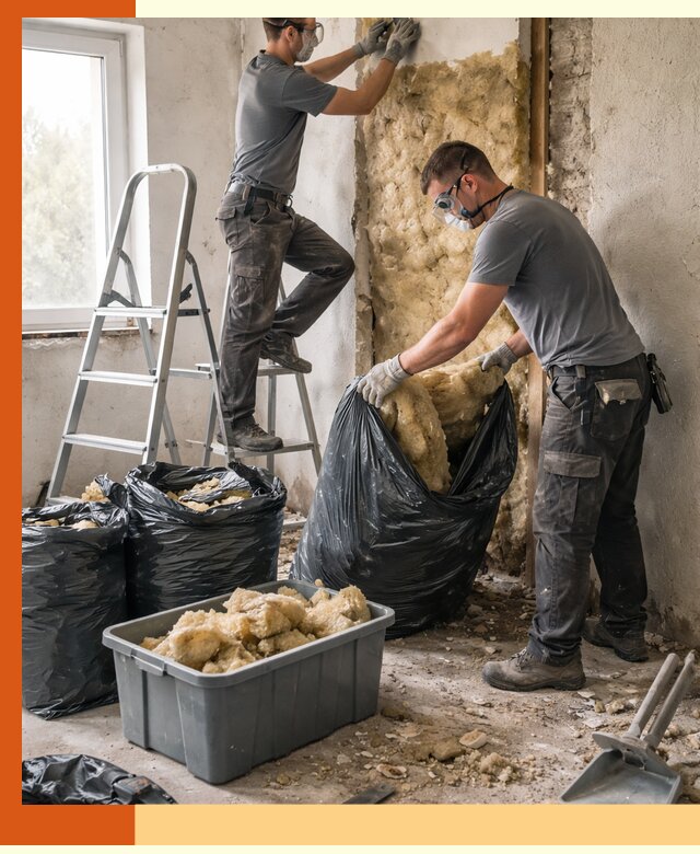 Демонтаж старого утеплителя и вывоз отходов в Новотроицке