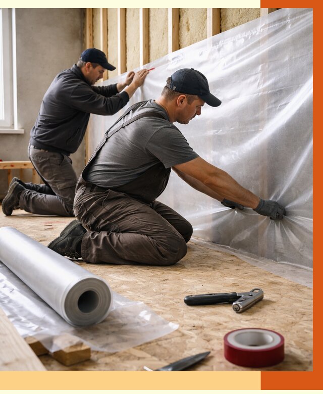 Монтаж пароизоляции в Новотроицке от 2617 руб. — установка и укладка под ключ | ТепломастерНвт