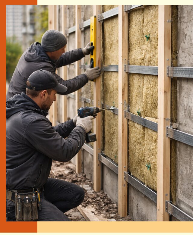 Монтаж обрешетки под утепление зданий и квартир в Новотроицке